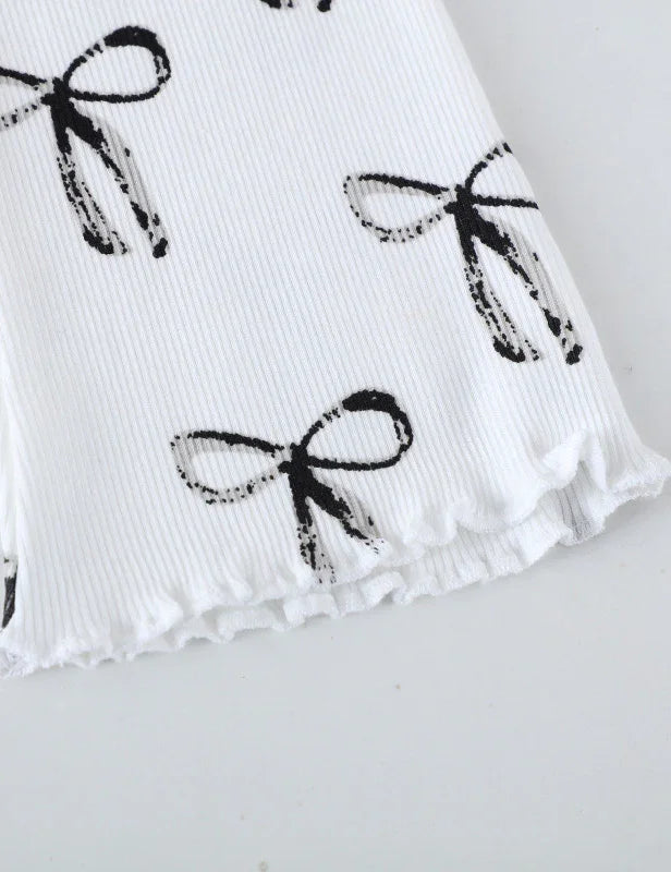 リボンプリントフレアレギンス