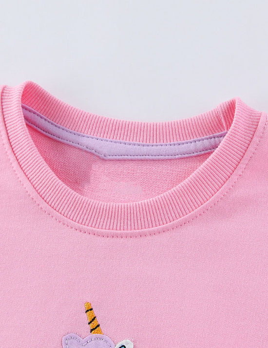 Graziosa felpa con applicazioni di unicorno