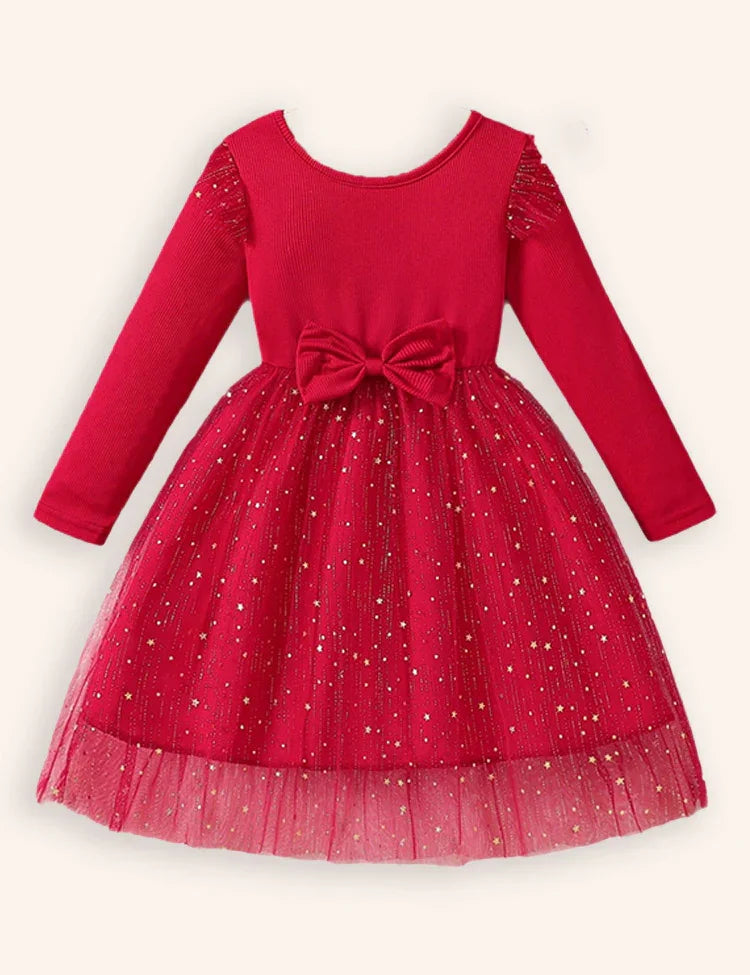 Vestido de tul de punto de manga larga