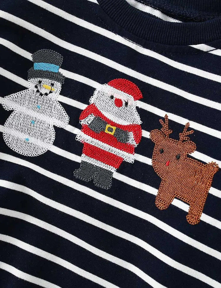 Sweat-shirt à manches longues brodé de Noël