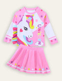 Set costume da bagno con stampa unicorno