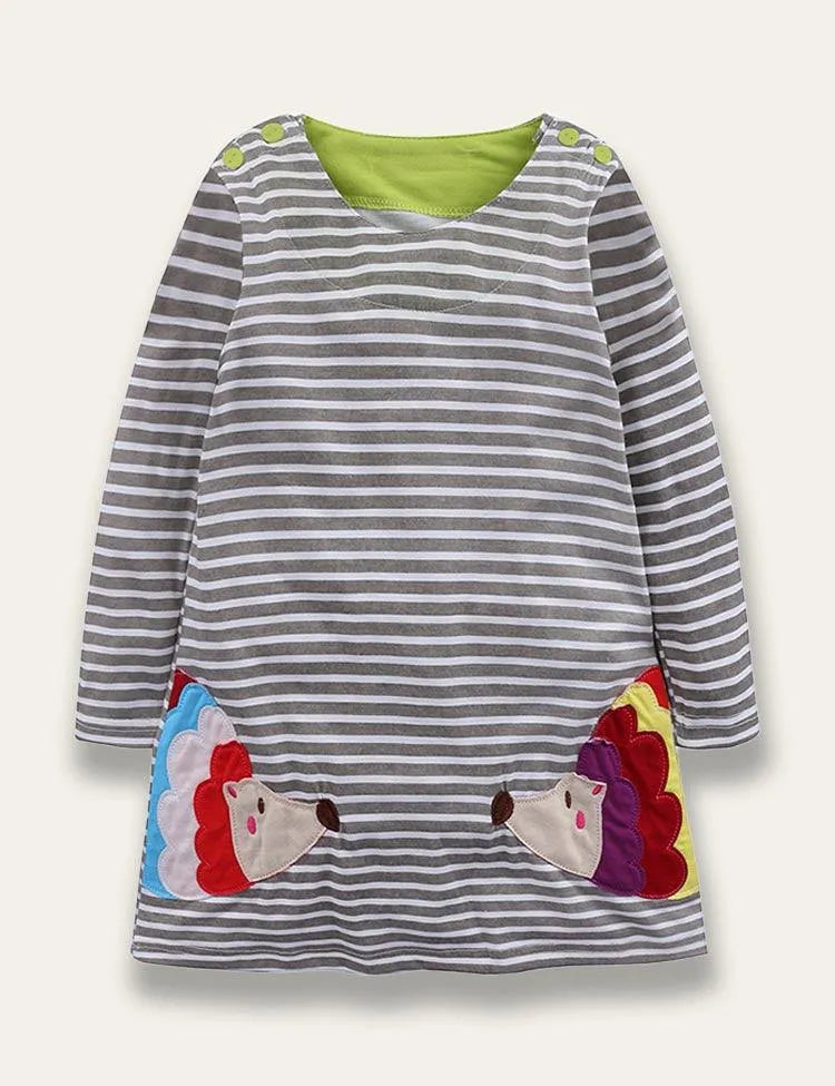 Animal Appliqué Stripe Dress - Mini Taylor