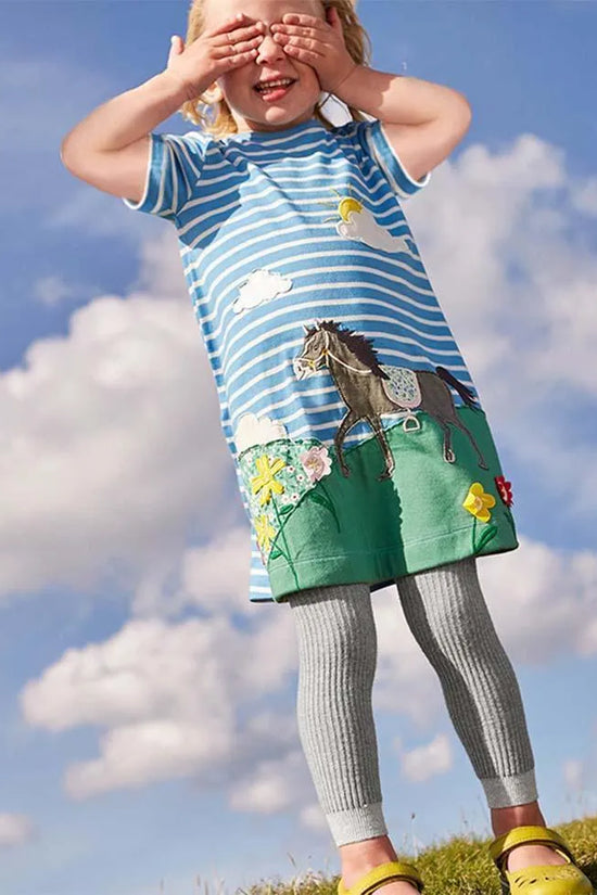 Animal Appliqué Striped Dress - Mini Taylor