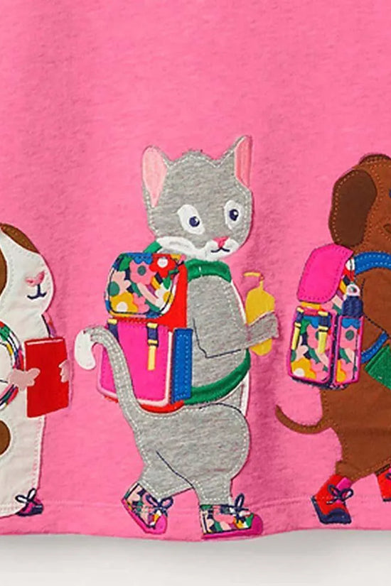 Animal Friends Appliqué Long Sleeve Dress - Mini Taylor