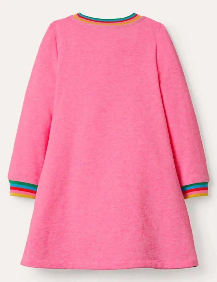 Animal Friends Appliqué Long Sleeve Dress - Mini Taylor