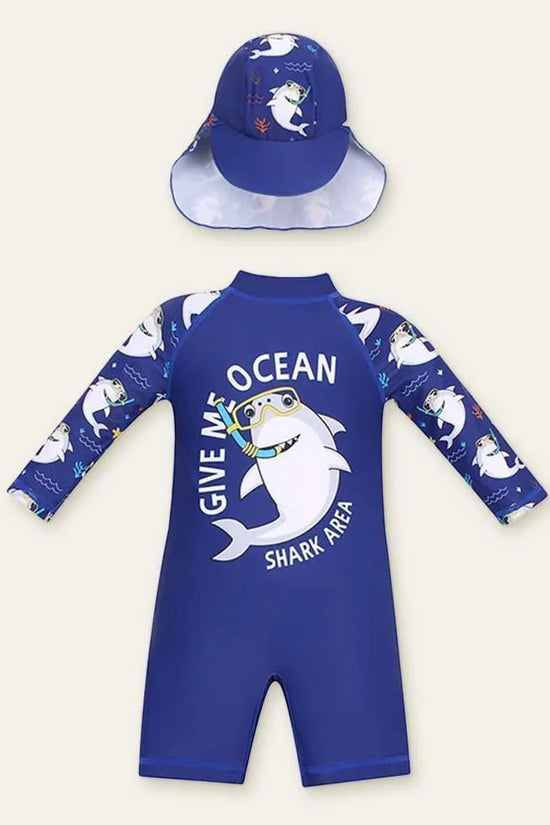 Animal Long Sleeve Swim Suit + Cap - Mini Taylor