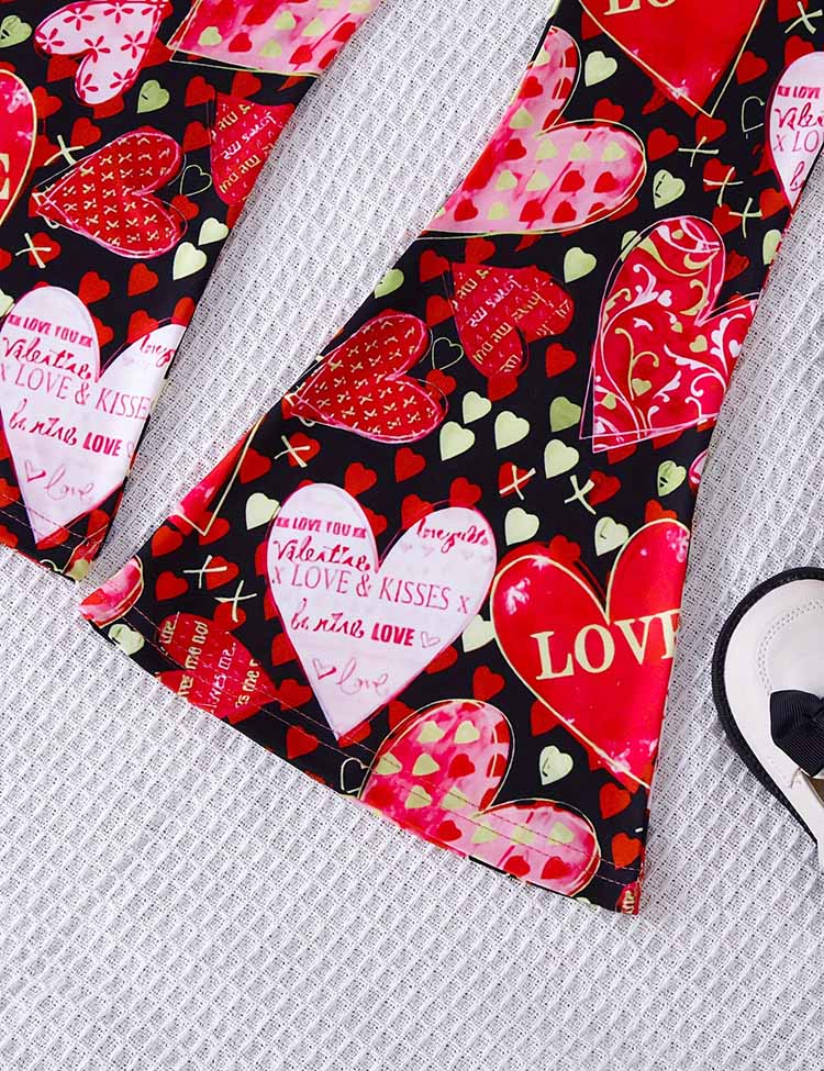 Valentine's Day Love Print T-shirt Set