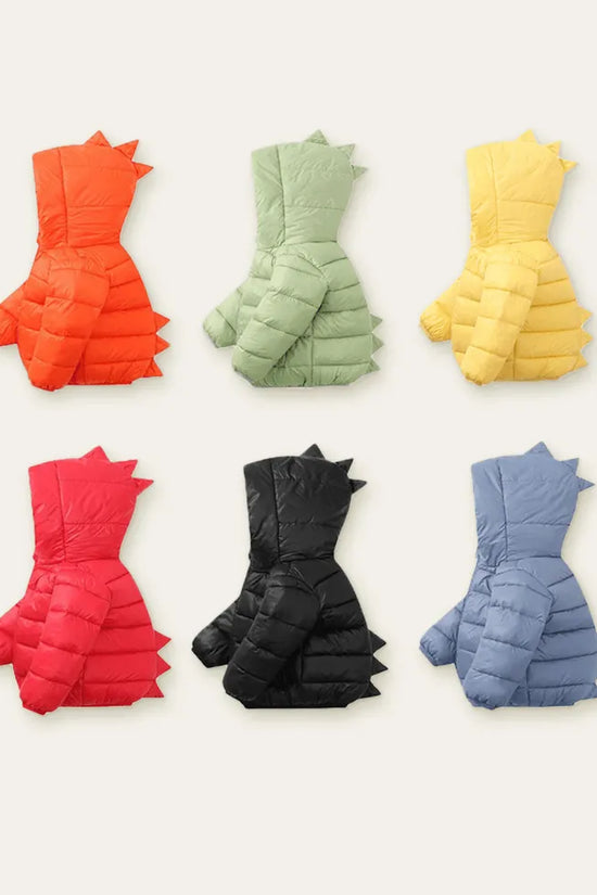 Cartoon Dinosaur Printed Zipper Design Coat - Mini Taylor