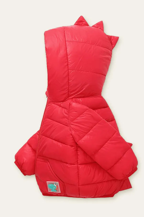 Cartoon Dinosaur Printed Zipper Design Coat - Mini Taylor