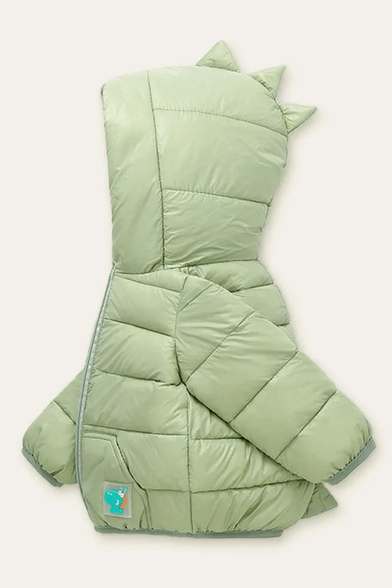 Cartoon Dinosaur Printed Zipper Design Coat - Mini Taylor