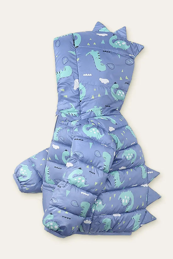 Cartoon Dinosaur Printed Zipper Design Coat - Mini Taylor