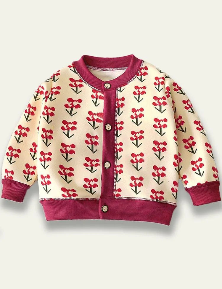 Cartoon Flower Plaid Cardigan - Mini Taylor