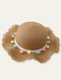 Color Fur Ball Vacation Straw Hat - Mini Taylor