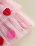 Valentine's Day Heart Applique Multi-layers Tulle Dress
