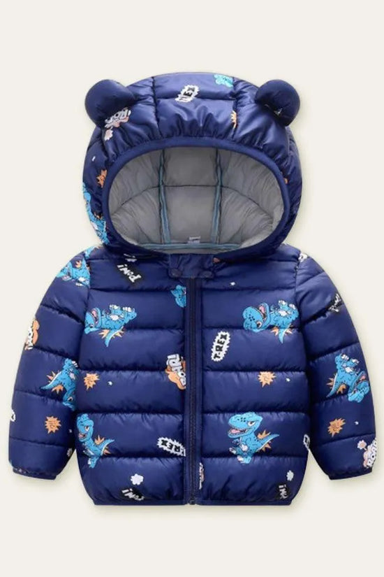 Dinosaur Full Printed Zipper Hooded Coat - Mini Taylor