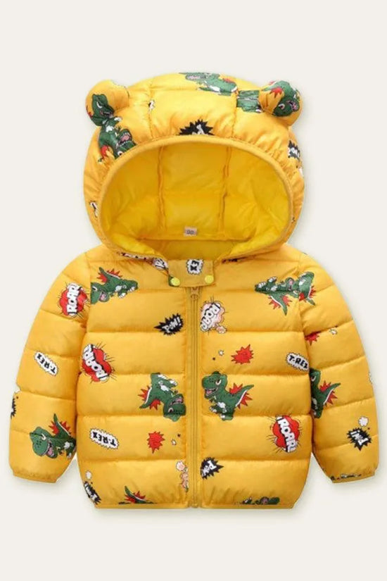 Dinosaur Full Printed Zipper Hooded Coat - Mini Taylor