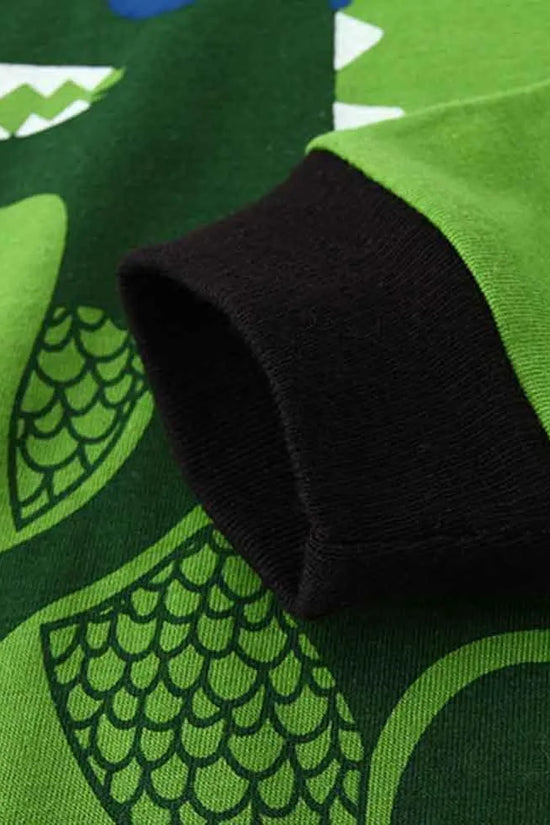 Dinosaur Printed Long-Sleeved Pajamas Two-Piece Set - Mini Taylor