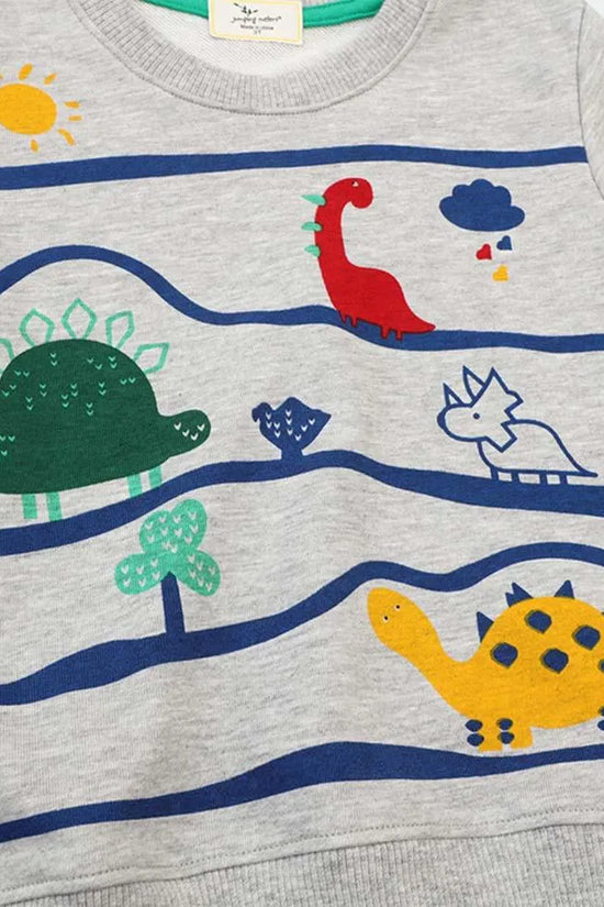 Dinosaur Printed Striped Sweatshirt - Mini Taylor