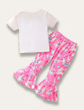 Easter Bunny Print Flare Pants Set - Mini Taylor