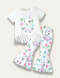Easter Fringed Top + Bell Bottom Pants Set - Mini Taylor