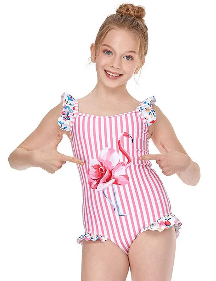 Flamingo Striped Swimsuit - Mini Taylor
