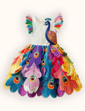 Multi Peacock Embroidered Dress