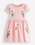 Cute Ice Cream Applique Cotton Dress