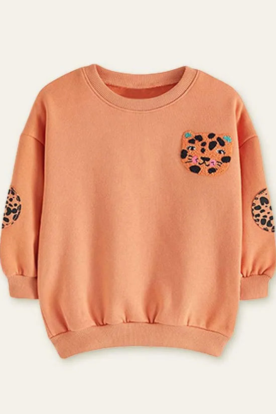 Leopard Appliqué Sweatshirt + Zoo Printed Leggings - Mini Taylor