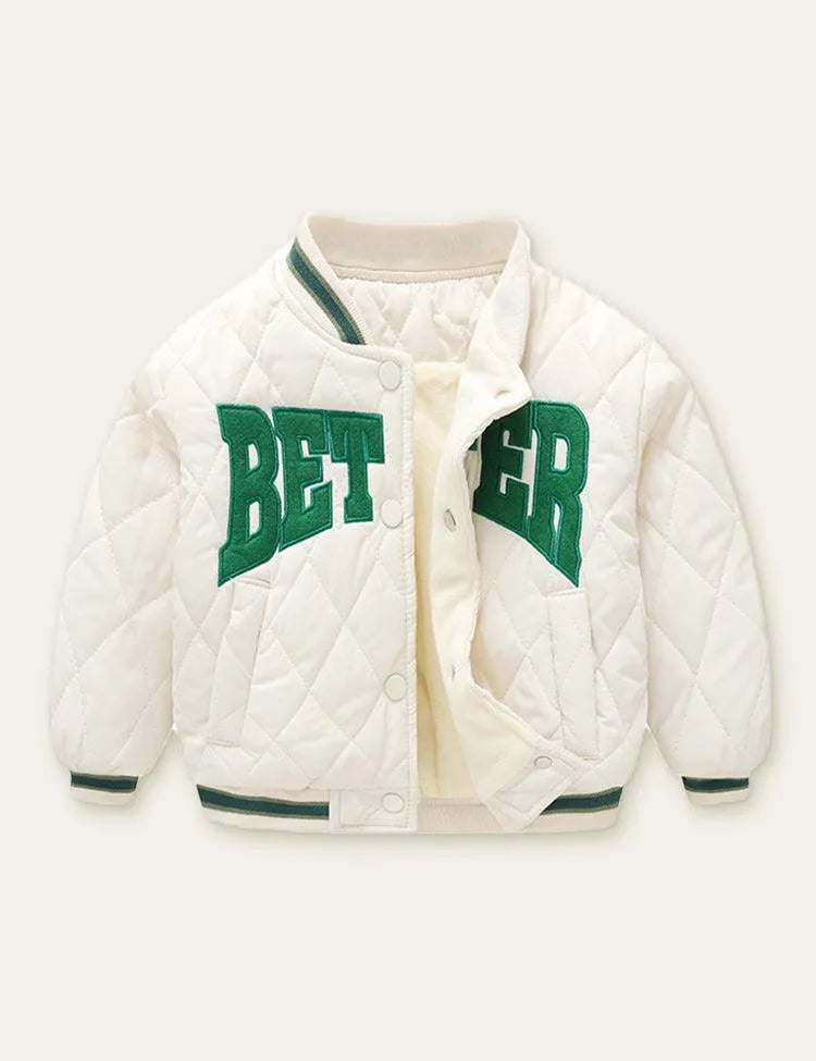Letter Printed Baseball Jacket - Mini Taylor