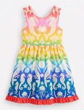 Rainbow Ombre Mermaid Printed Cross-Back Dress