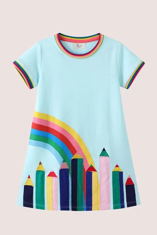 Rainbow Pencil Appliqué Dress - Mini Taylor