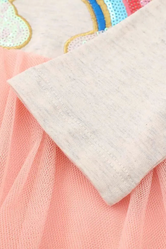 Rainbow Sequin Gauze Long Sleeve Dress - Mini Taylor