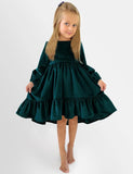 Ruffled Long Sleeve Velvet Dress - Mini Taylor