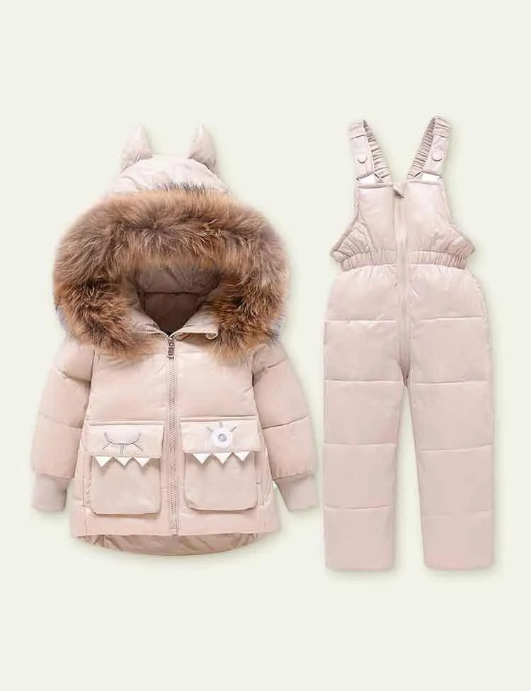 Solid Color Glossy down Jacket Suit - Mini Taylor