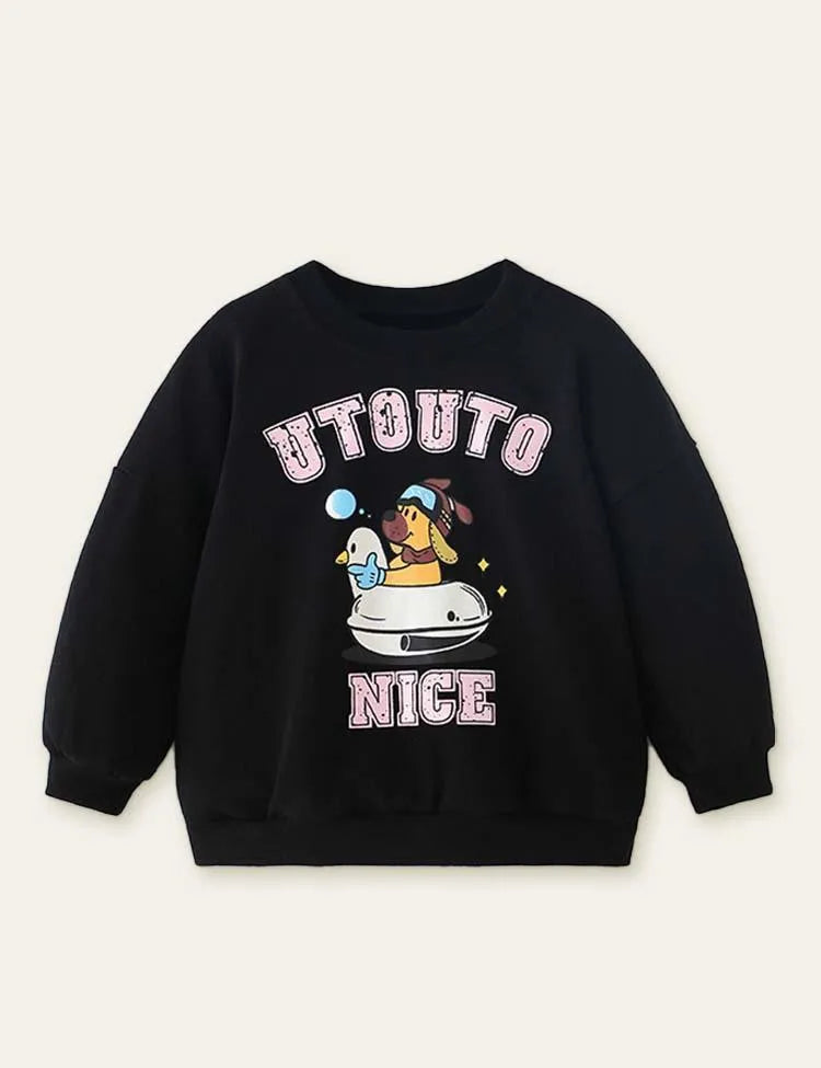 Spaceship Puppy Printed Sweatshirt - Mini Taylor
