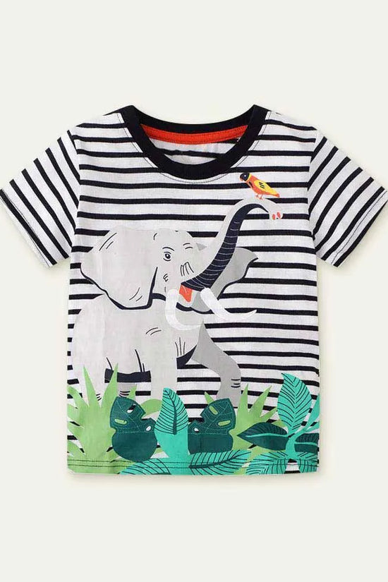 Striped Elephant T-shirt - Mini Taylor