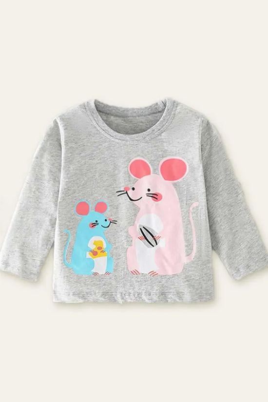 Two Mice Printed Long-Sleeved T-shirt - Mini Taylor