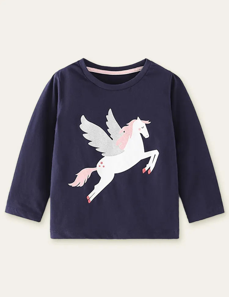 Unicorn Printed Long Sleeve T-shirt - Mini Taylor