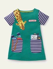 Zoologist Appliqué Pocket Jersey Tunic - Mini Taylor